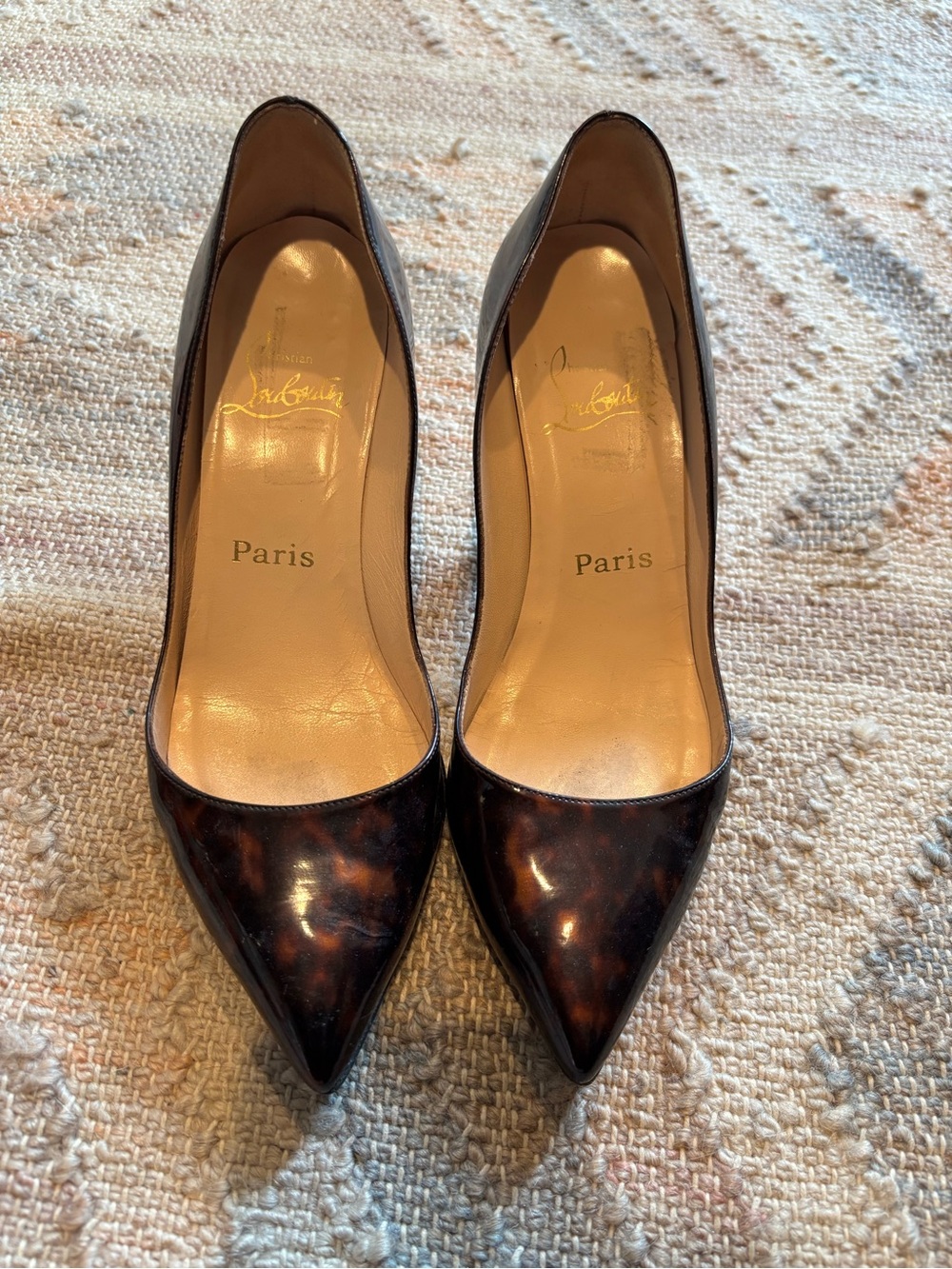 Christian Louboutin Women's tortoise Patent Pointed-Toe Pumps